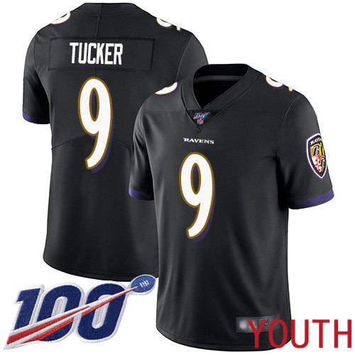 Baltimore Ravens Limited Black Youth Justin Tucker Alternate Jersey NFL Football #9 100th Season Vapor Untouchable->youth nfl jersey->Youth Jersey